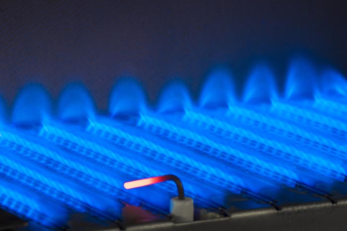 Gas flame of a boiler